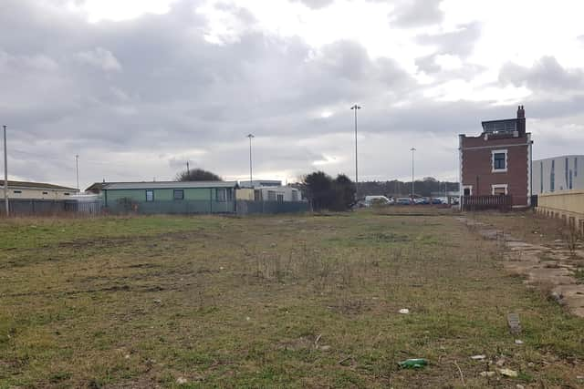 Caption: Parcel of land at the Pier Head off Sea Road, South Shields (March, 2023)