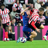 Jack Clarke is brought down at the Stadium of Light