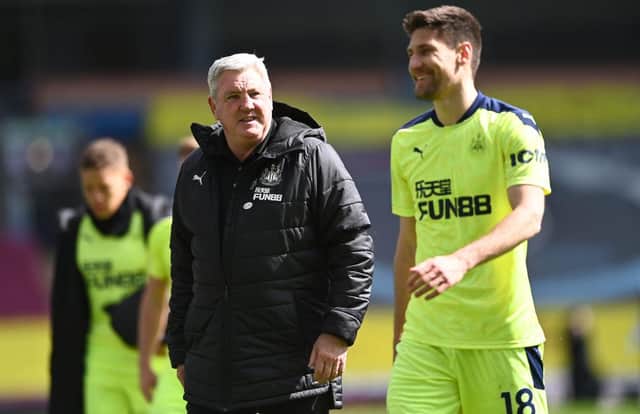 Steve Bruce and Federico Fernandez after the final whistle.