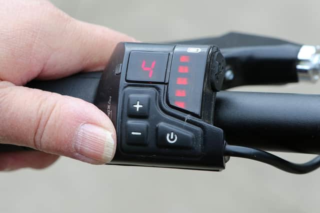 Controls on an electric bike, which have been branded a "new scourge" in South Tyneside by police.