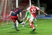 Elliot Embleton strikes the post against Fleetwood