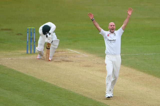 Departing Durham bowler Chris Rushworth celebrates taking the wicket of Worcestershire batsman Ben Cox at Chester-le-Street last year.