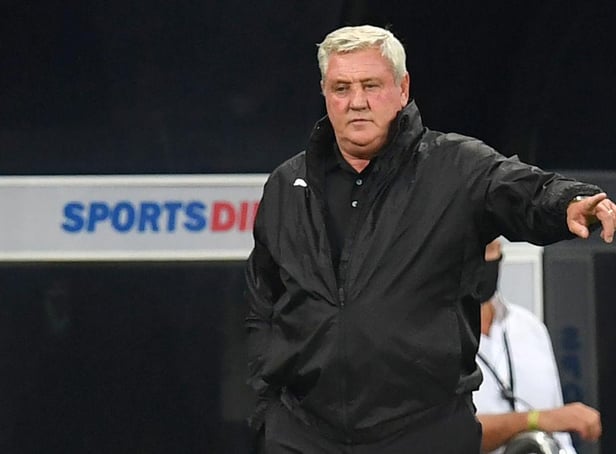 Newcastle United's English head coach Steve Bruce gestures on the touchline during the English League Cup second round football match between Newcastle United and Blackburn Rovers at St James' Park in Newcastle upon Tyne in north east England on September 15, 2020.