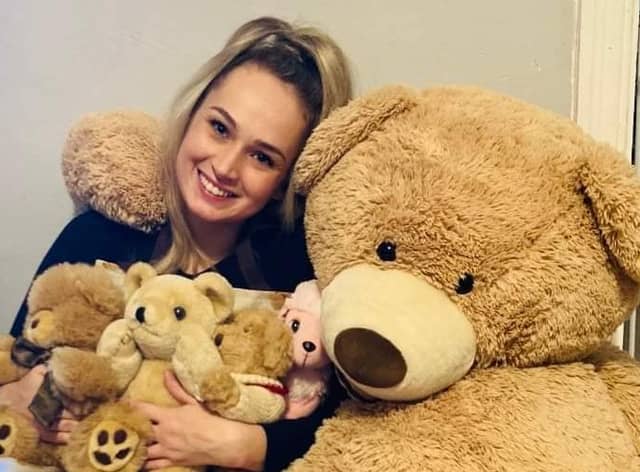 Laura with some of the teddies