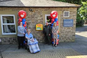 Sarah Johnson, Craigielea home manager, Paramedic Dave, Mayor Cllr Kath McCartney with resident Bria