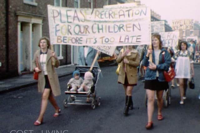 Women protesting about the lack of play facilities for their children.