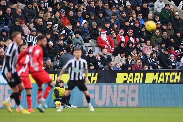 Santa Claus is spotted in the stands as Newcastle face Rayo Vallecano in a mid-season friendly