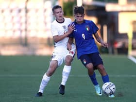 Chris Rigg in action for England U16s