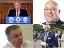 (clockwise from top left) Prime Minister Boris Johnson, Coun Graeme Miller, Coun Glen Sanderson and Coun Iain Malcolm