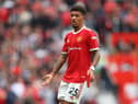 Jadon Sancho playing for Manchester United.