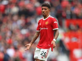 Jadon Sancho playing for Manchester United.