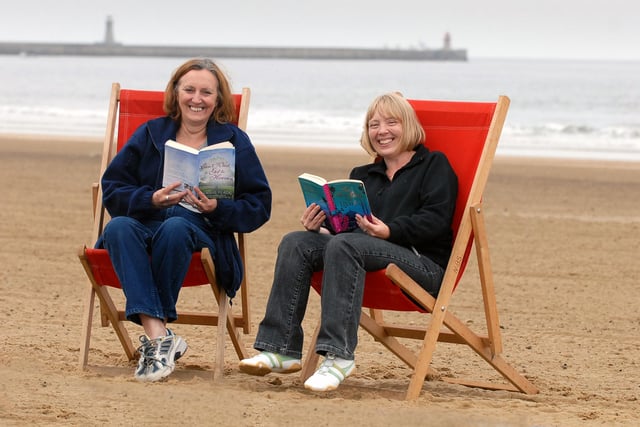What could be better than relaxing on the beach with your favourite book. Here are librarians Jackie Buckley and Pauline Martin doing just that in 2008.