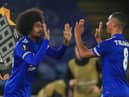 Leicester City's Belgian midfielder Youri Tielemans (R) is substituted by Leicester City's English midfielder Hamza Choudhury during the UEFA Europa League 1st round Group G football match between Leicester City and Zorya Luhansk at King Power Stadium in Leicester, central England on October 22, 2020.
