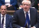 Prime Minister Boris Johnson speaks during Prime Minister's Questions in the House of Commons.