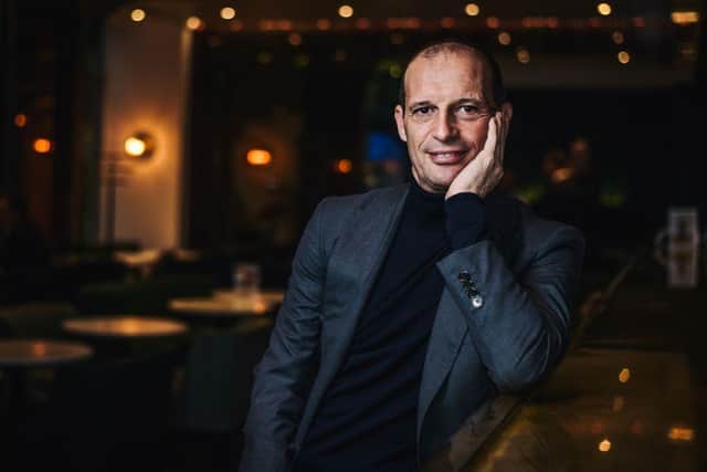 Former Italian football player and former Juventus coach Massimiliano Allegri poses during a photo session, in Paris, on February 20, 2020. - Massimiliano Allegri, 52, free since last summer when he left the Italian football club Juventus, is in Paris to promote his book "Winning, is so simple" (Marabout editions).
