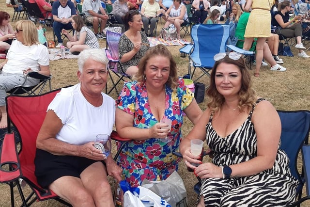 Dot Johnson, 63, with daughters Sarah Dunn and Emma Johnson, had travelled from Washington for the festival's return.