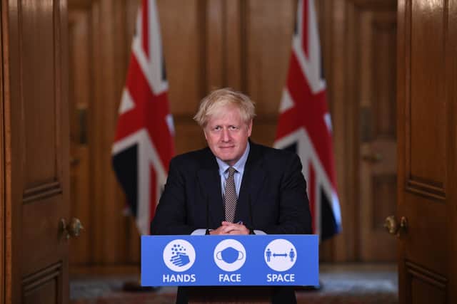 Prime Minister Boris Johnson attends a virtual press conference at Downing Street on September 9. Picture: Stefan Rousseau- WPA Pool/Getty Images.