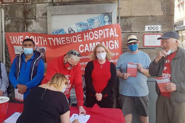 South Shields MP Emma-Lewell Buck MP with hospital campaigners on King Street, South Shields, last month.