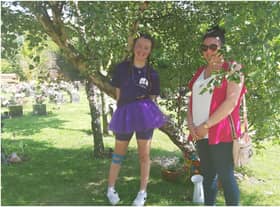 Kayleigh Llewellyn with her heart donor's aunt Vicki at the memory tree planted for Sinead Bree in Seaham.