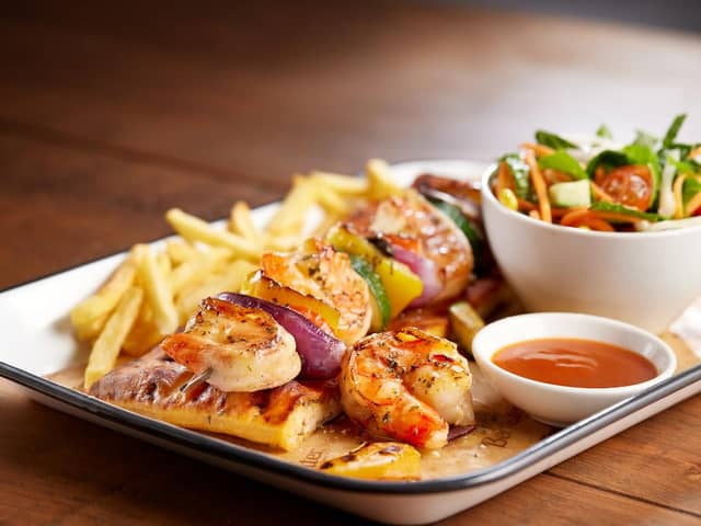 The prawn and vegetable skewer is on the new menu.