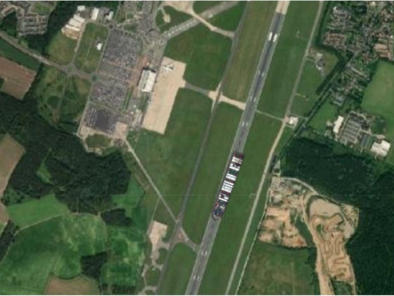On the runway at Doncaster Sheffield Airport.