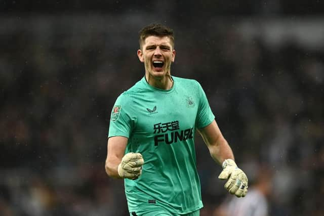 Nick Pope's stop to deny Jean Philippe-Mateta has been named as January's Premier League Save of the Month (Photo by Gareth Copley/Getty Images)