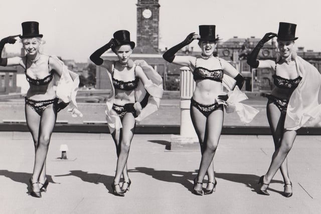 The Les Bailey Girls dancing on the roof of the Latino during it's opening. Freddie Mudditt (Fietscher Fotos).