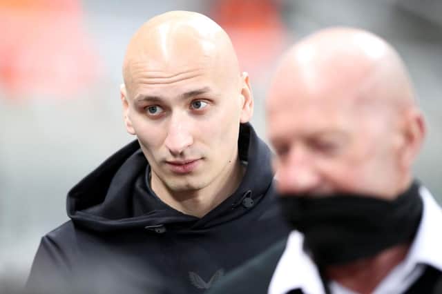 Jonjo Shelvey arrives at St James's Park.