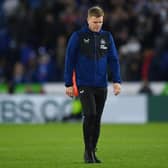 Eddie Howe, Manager of Newcastle United looks dejected after the Premier League match between Leicester City and Newcastle United at The King Power Stadium on December 12, 2021 in Leicester, England. (Photo by Gareth Copley/Getty Images)