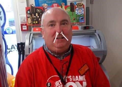 John Hull had his nose hair waxed for Sport Relief.