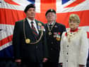 The Mayor Cllr Norman Dick and Mayoress Jean Williamson with Royal British Legion President Cllr Peter Boyack. NOTE: The picture was taken before the outbreak of Covid-19.