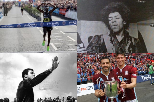 Honorary South Tynesiders (from top left) Mo Farah, Jimi Hendrix, Julio Arca and Muhammad Ali.