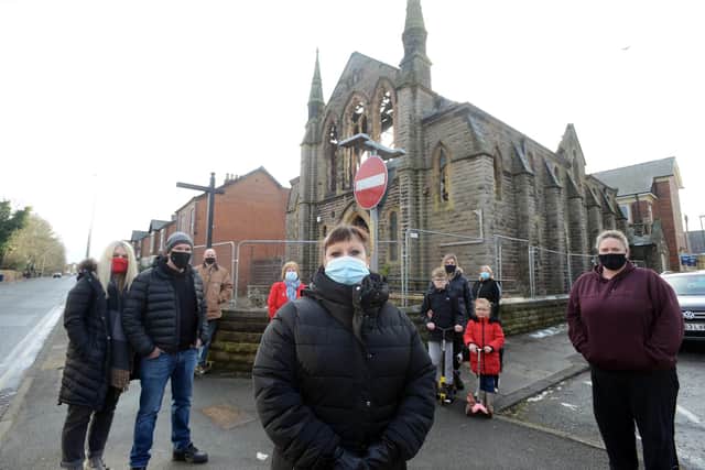 Local residents intend to fight the application to demolish the church, including Cllr Geraldine Kilgour, front. Picture by Stu Norton.
