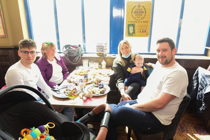 A family eat together at The Wouldhave in South Shields.
