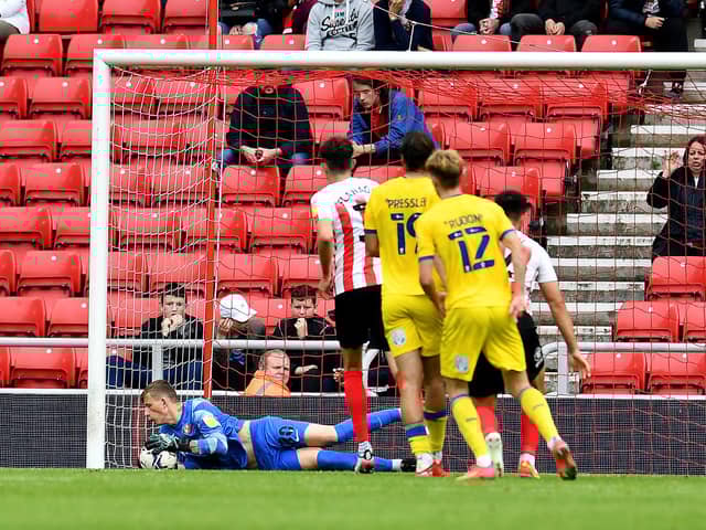 Anthony Patterson makes a late save at the Stadium of Light