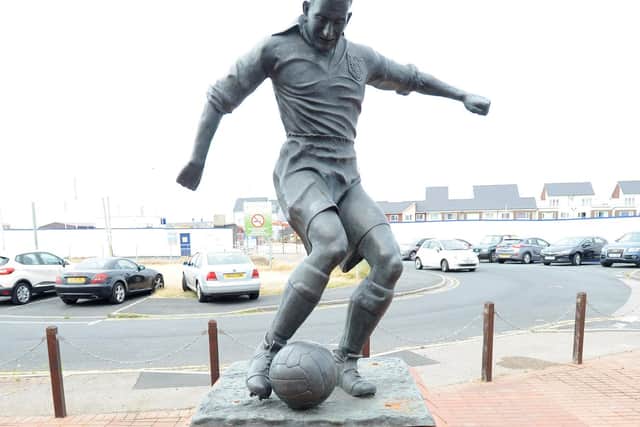 The statue of Stan Mortensen outside Blackpool's ground