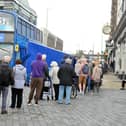 Long queues at the covid vaccine bus in King Street, South Shields, on a previous visit.