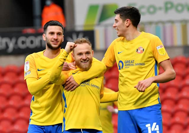 Sunderland celebrate their third goal