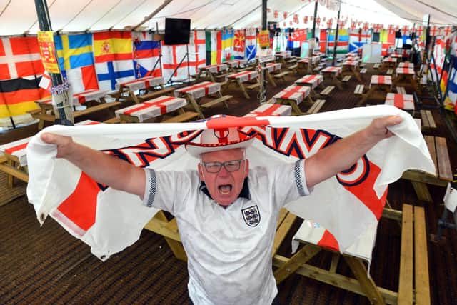 Dougie's Tavern landlord Norman Scott inside the huge marquee set up for Euro 2020.