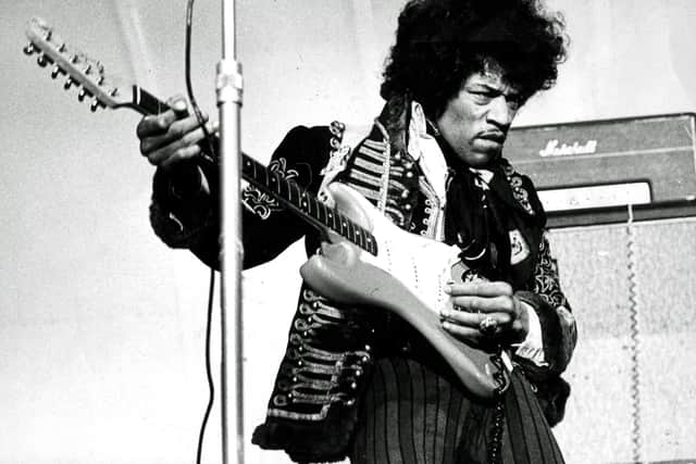 Jimi Hendrix performs on stage on May 24, 1967 at Grona Lund in Stockholm, Sweden. Photo: AFP via Getty Images.