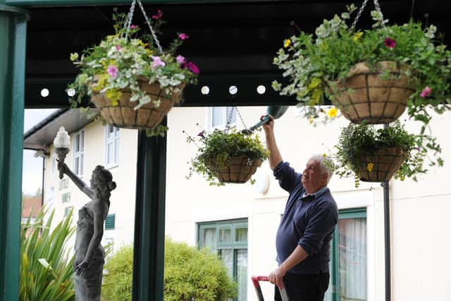 Little Haven Hotel gardener Allan Worthington making final preparations to re open.