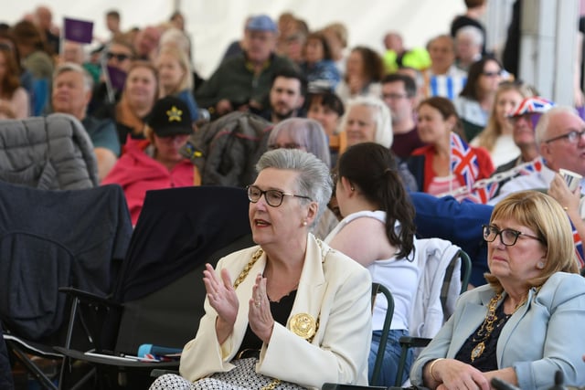 The Mayor and Mayoress of South Tyneside Coun. Pat Hay and Jean Copp enjoying the Proms in the Park in South Shields on Sunday.