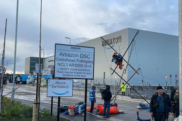 Protesters outside Amazon at Follingsby on Friday, November 26.