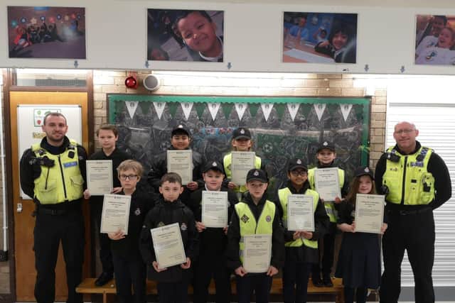 Mini Police volunteers from Hadrian Primary School with their Commander’s Compliments.