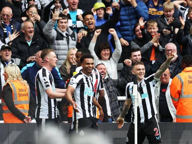 Alexander Isak celebrates scoring Newcastle United's fifth goal.