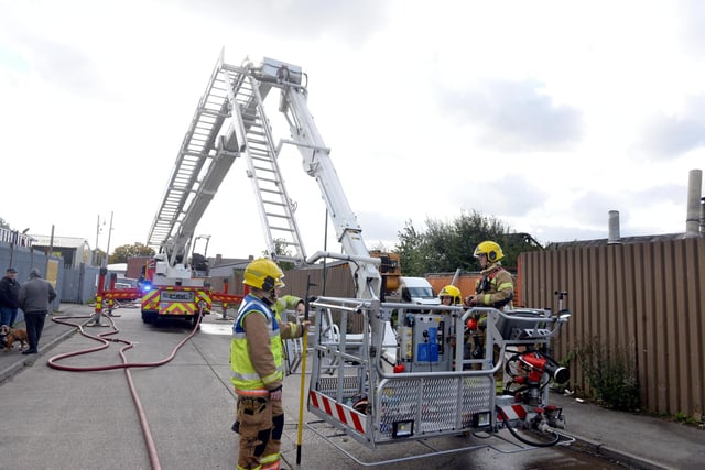 An aerial ladder platform was sent to help with the operation.
