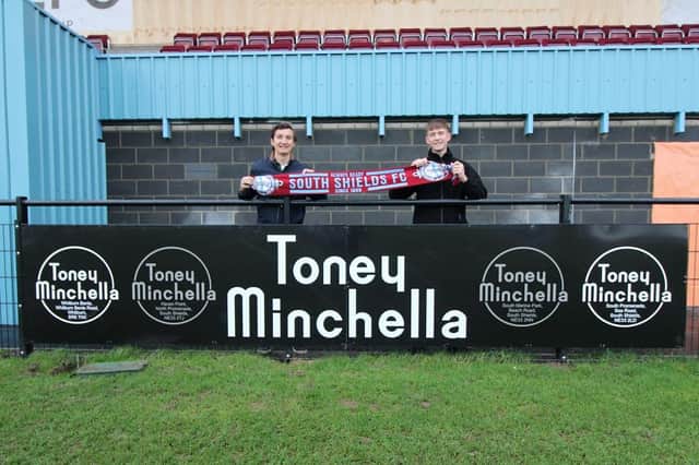 South Shields FC director of business development and partnerships Jamie Williams with Dominic Minchella, who manages the Grill Bar at Haven Point, which is part of the Minchella & Co business.