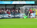 Dylan Mottley-Herny celebrates after scoring against Scunthorpe United in the FA Cup 4th Qualifying Round
