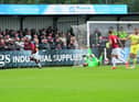 Dylan Mottley-Herny celebrates after scoring against Scunthorpe United in the FA Cup 4th Qualifying Round