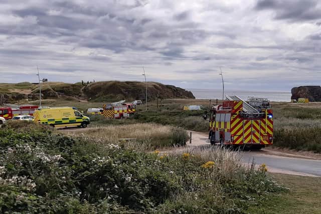 Emergency services on the scene of the incident near Trow Rocks.